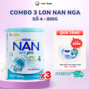 [DATE T8.2027] Combo 3 lon Sữa Bột Nan Nga Số 4 – 800g (Dành Cho Bé Từ Trên 18 Tháng Tuổi)