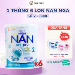 [DATE T8.2027] 1 Thùng 6 Lon Sữa Bột Nan Nga Số 2 – 800g (Dành Cho Bé Từ 6 – 12 Tháng Tuổi)