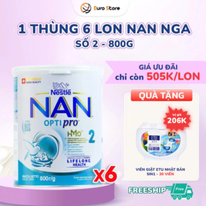 1 Thùng 6 Lon Sữa Bột Nan Nga Số 2 – 800g (Dành Cho Bé Từ 6 – 12 Tháng Tuổi)