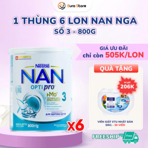 1 Thùng 6 Lon Sữa Bột Nan Nga Số 3 – 800g (Dành Cho Bé Từ 12 - 18 Tháng Tuổi)