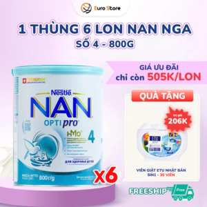 1 Thùng 6 Lon Sữa Bột Nan Nga Số 4 – 800g (Dành Cho Bé Từ 18 Tháng Tuổi)