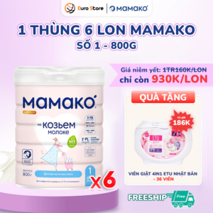 1 Thùng 6 Lon Sữa Dê Công Thức MAMAKO® Premium Số 1 (Bé 0 - 6 tháng tuổi) - 800g