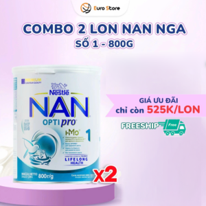 Combo 2 Lon Sữa Bột Nan Nga Số 1 – 800g (Dành Cho Bé Từ 0 - 6 Tháng Tuổi)