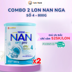 Combo 2 Lon Sữa Bột Nan Nga Số 4 – 800g (Dành Cho Bé Từ Trên 18 Tháng Tuổi)
