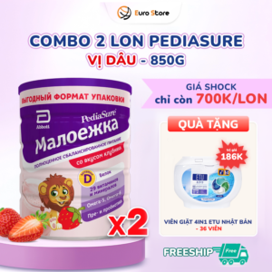 Combo 2 Lon Sữa Bột Pediasure Nga (850g) - Vị Dâu (Dành Cho Bé Từ 1 - 10 Tuổi)