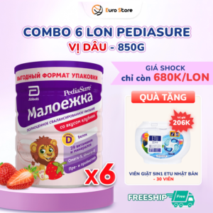 Combo 6 Lon (Nửa Thùng) Sữa Bột Pediasure Nga (850g) - Vị Dâu (Dành Cho Bé Từ 1 - 10 Tuổi)