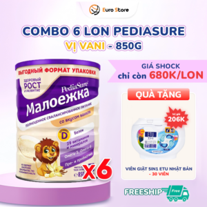 Combo 6 Lon (Nửa Thùng) Sữa Bột Pediasure Nga (850g) - Vị Vani (Dành Cho Bé Từ 1 - 10 Tuổi)