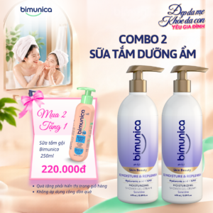 Combo 2 Sữa Tắm Hỗ Trợ Dưỡng Ẩm (Da Khô) Moisture & Replenish NMF Bimunica Skin Beauty 470ml — Tặng Dung Dịch Vệ Sinh Phụ Nữ Daily Eosidin™ 250ml