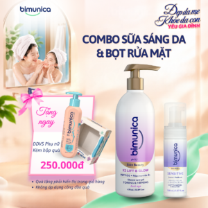 Combo Sữa Tắm Hỗ Trợ Dưỡng Sáng Da Lift & Glow + Bọt Rửa Mặt Hỗ Trợ Làm Sạch (Da Nhạy Cảm) Ectoin Bimunica Skin Beauty — Tặng Dung Dịch Vệ Sinh Phụ Nữ Daily Eosidin™ 250ml